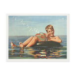 Postcard with Vintage Boy On The Ocean