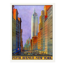 Postcard with Vintage New York Poster Print
