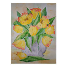 Postcard Yellow Tulips