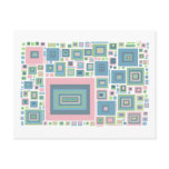 Postcards, square design, aqua pink green