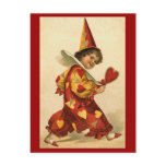 Postcards - Valentine clown hearts harlequin