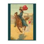Postcards - Valentine cowgirl horse lasso heart