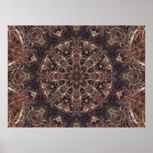 Poster Abstract Kaleidoscope Brown Wire Ornate