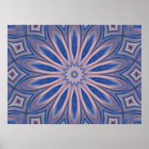 Poster Abstract Kaleidoscope Flower Blue Tan Pink