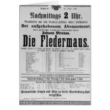 Poster advertising Die Fledermaus by Johann Greeting Cards