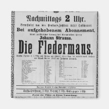 Poster advertising Die Fledermaus by Johann Fridge Magnet