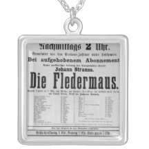 Poster advertising Die Fledermaus by Johann Necklaces