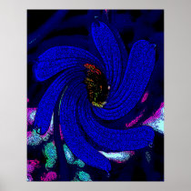 Poster Blue Eyed Grass- Blue Abstract