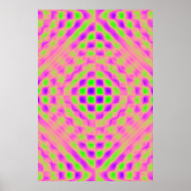 Poster, Chequered Abstract, Purple, Pink, Lime