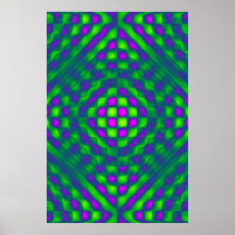 Poster, Chequered Abstract, Teal Green, Blue, Pink