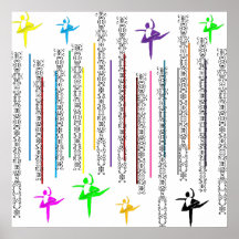 poster print ballerina ballet bars rainbow