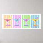 Poster, Print - Retro Pop Art Martinis