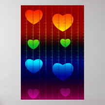 Poster, Rainbow Heart Pattern