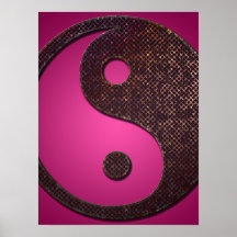 Poster, Rusted Grungy Metal Yin Yang Symbol 3