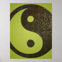Poster, Rusted Grungy Metal Yin Yang Symbol 4