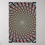 Poster: Skull Spiral: Trippy Design: Red Yellow posters