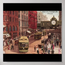 Poster-Vintage Chicago Art-State and Randolph 1940