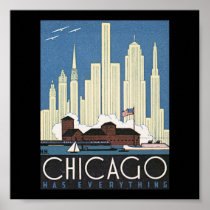 Poster-Vintage Chicago Travel Art-7