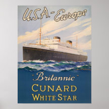 Poster with Cruise Ship Advertising Poster