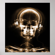 POSTER- X-RAY MUSIC SKELETON BLACK ORANGE