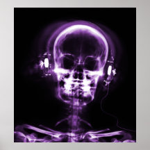 POSTER- X-RAY MUSIC SKELETON BLACK PURPLE