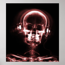 POSTER- X-RAY MUSIC SKELETON BLACK RED