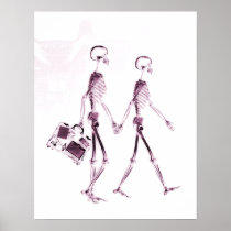 Poster X-Ray Skeleton Couple Travelling Pink