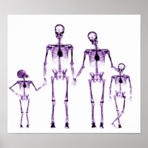 POSTER- X-RAY SKELETON FAMILY WHITE PURPLE