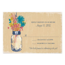 Pot de maçon et carte des fleurs sauvages RSVP Cartons D'invitation Personnalisés