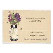 Pot de maçon et carte des fleurs sauvages RSVP Invitation Personnalisée