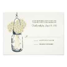 Pot d'hortensia et de maçon épousant RSVP Invitations Personnalisables
