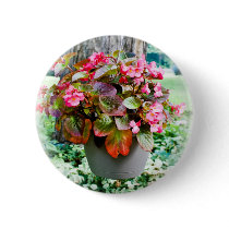 Pot of Begonias Pinback Button