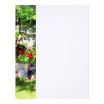 Pot of Geraniums Near Steps Letterhead Design