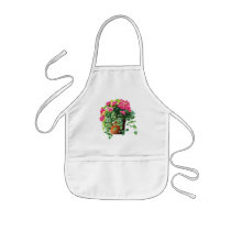 Pot of Pink Geraniums Apron