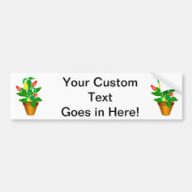 Pot with red and yellow pepper plant bumper stickers