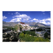 Potala Palace on mountain range from aher Photographic Print