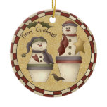 Potted Snowmen Christmas Ornament