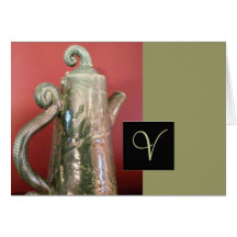Pottery Tea Pot Note Card w/Monogram