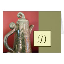 Pottery Tea Pot Note Card w/Monogram