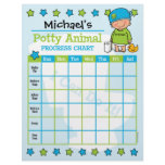 Potty Animal Boy Training Chart