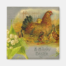 Poule et poussins de Pâques Magnets