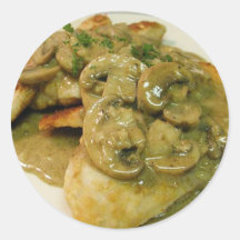 Poulet de champignons autocollants ronds
