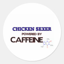 Poulet Sexer actionné par la caféine Autocollant Rond