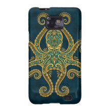 Poulpe bleu d'or complexe coque samsung galaxy s2