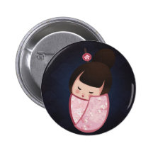 Poupée japonaise - kimono timide de Sakura Pin's Avec Agrafe