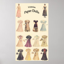 Poupées de papier vintages, 1 de 2, arrière - plan posters