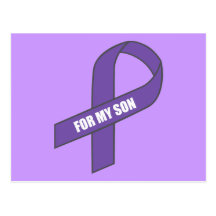 Pour mon fils (ruban pourpre) carte postale