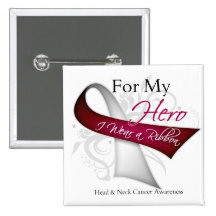 Pour mon héros je porte un Cancer de cou de tête d Pin's Avec Agrafe