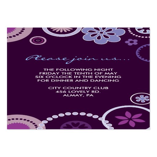 Pourpre de CARTE de RÉCEPTION de bat mitzvah de PO Cartes De Visite Personnelles