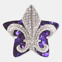 Pourpre de Fleur De Lis Sequins de bijou d'étincel Sticker En Étoile
